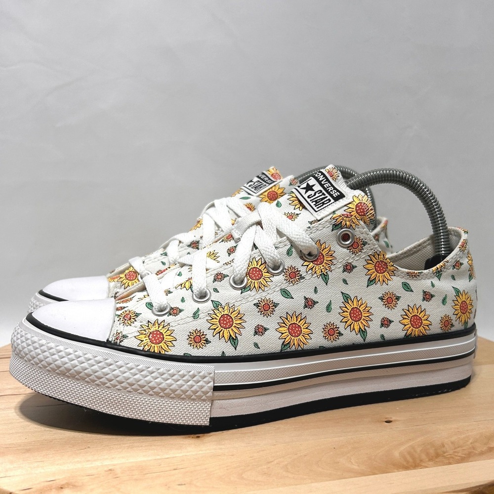 Converse Chuck Taylor All Star EVA Platform Low GS Sunflower Junior Sneakers - 6 - Picture 5 of 10